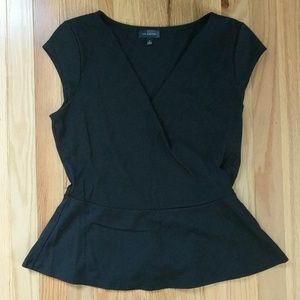 The Limited Black Wrap Peplum Top - M